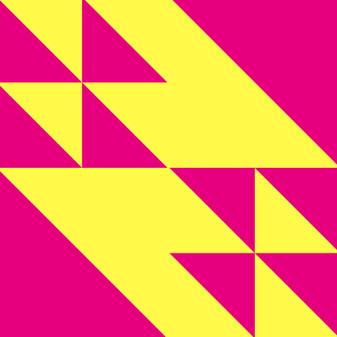 Vierkant patroon magenta geel
